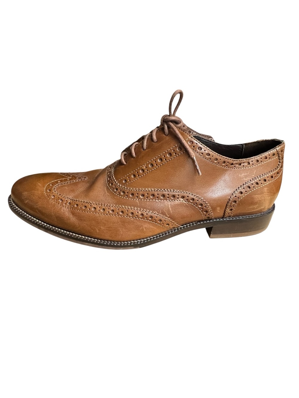 Cole Haan Williams Men’s 10M British Tan Leather Wingtip Oxford Shoes - Picture 3 of 8
